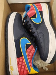 Nike Air Force 1 Now GS Obsidian Photo Blue Yellow Red Sneakers Kids 7Y