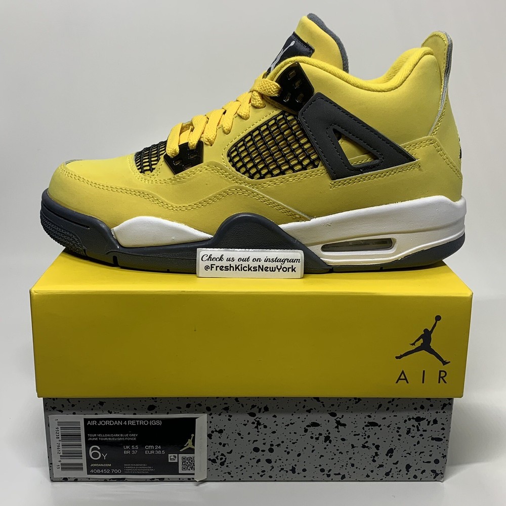 Jordan 4 Lightning Grade School Size 6Y 408452-700 Air Jordan Retro Tour Yellow