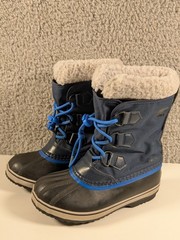 Sorel Yoot Pac Blue Nylon Boots Kids Size 2 Waterproof Rain Snow