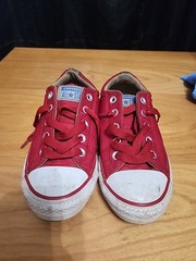 Converse All Star Youth Junior Boys Shoes in Maroon with Plaid Lining Size 2