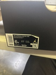 Big Kid’s Jordan 6 Retro White/Yellow Ochre-Black (384665 170) Left 6 Right 4.5