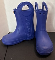 CROCS Blue HANDLE IT Rubber Boots Kids Junior Size 2