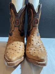 El General Ostrich Leather Cowboy Boots Youth Sz 20.5 Mexico (1.5 US)