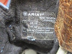 Ariat Brown and Blue Leather Square Toe Western Boots Kids Size 13 Sty 10012794