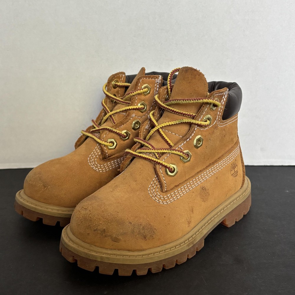 Timberland Work Boots Kids Size 8 Brown Nubuck Lace Up Ankle Winter Hiking