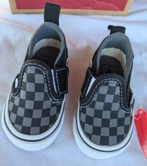 Vans Checkerboard Black/Pewter Toddler Slip-On 2.5 Shoe With Tags And Box