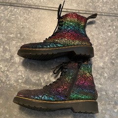 Dr Martens 1460 Pascal J Rainbow Crocodile Metallic Suede Boots Youth Kids 3