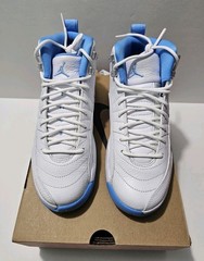 Air Jordan 12 Retro GS White University Blue Kids Shoes Sz 5.5Y (153265-112)