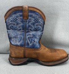 Durango Lil‘ Rebel Kid’s Western Boot 8 inch Blue and Brown # DWBT053 Size 6 M
