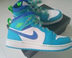 NIKE Air Jordan 1 Sprite Blue DA8010-400 Basketball Shoes Sz 7Y -EUR40