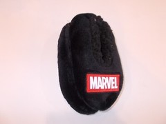Marvel Comics Boys Fuzzy Babba Slipper Socks S/M 8-13 Black Sherpa Lined