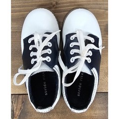 Striderite toddler classic leather saddle shoes navy white sz 7.5 preppy sturdy