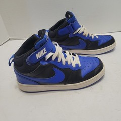 Size 6Y Nike Court Borough 2 Mid Black Game Royal Blue Tennis Shoes DM8872-100