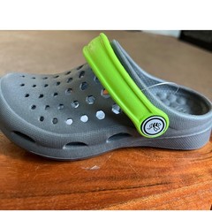 Joybees Kids Active Clog Charcoal Grey Neon Green Slip On Water Shoes Size C8/9