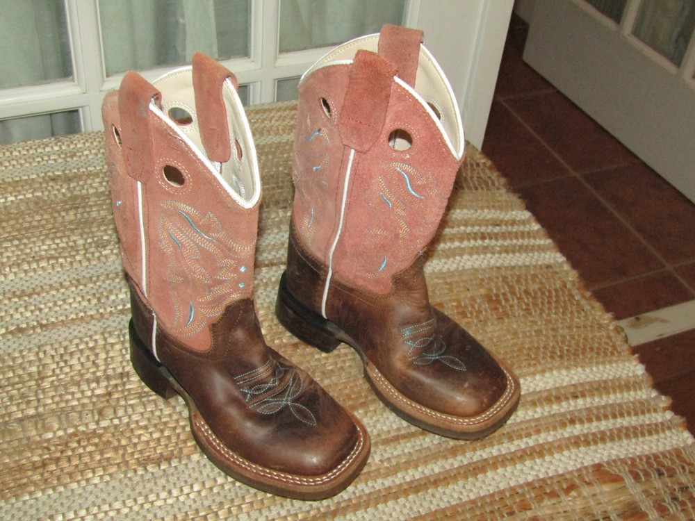 Cody James Inlay BBSC1943 Brown Pull On Square Toe Western Boots Kids Size 10