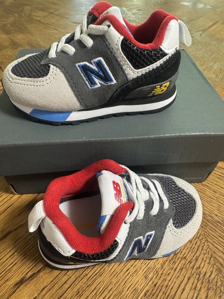 Size 4 – 🔥New Balance 574 Black Gray Red And Blue🔥 (N8)