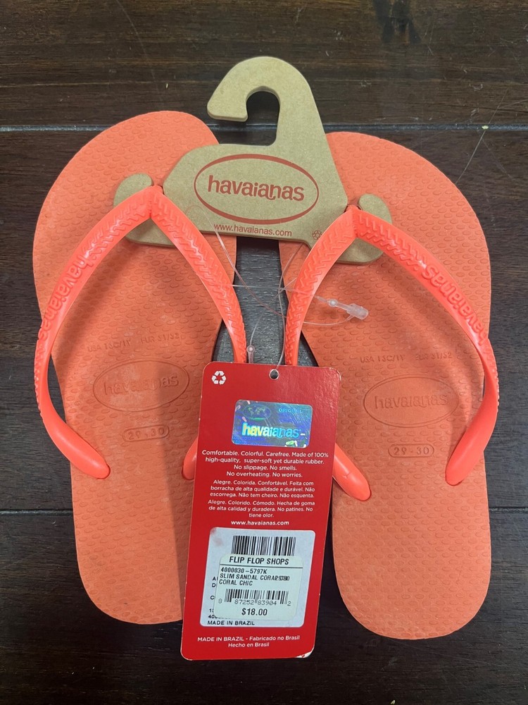 Havaianas Children’s Slim Flip Flops Coral New With Tags No Box