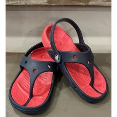 Crocs Electro Flip Kids Size 10 c 11 Navy Red Slides Slingback Thong Sandals