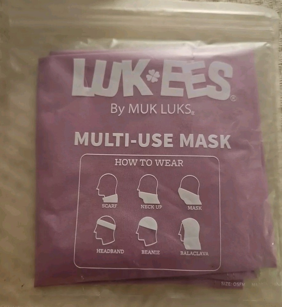 MUK LUKS LUK-EES MASK PURPLE PINK MULTIUSE SCARF HEADBAND BEANIE BANDANA NECK UP