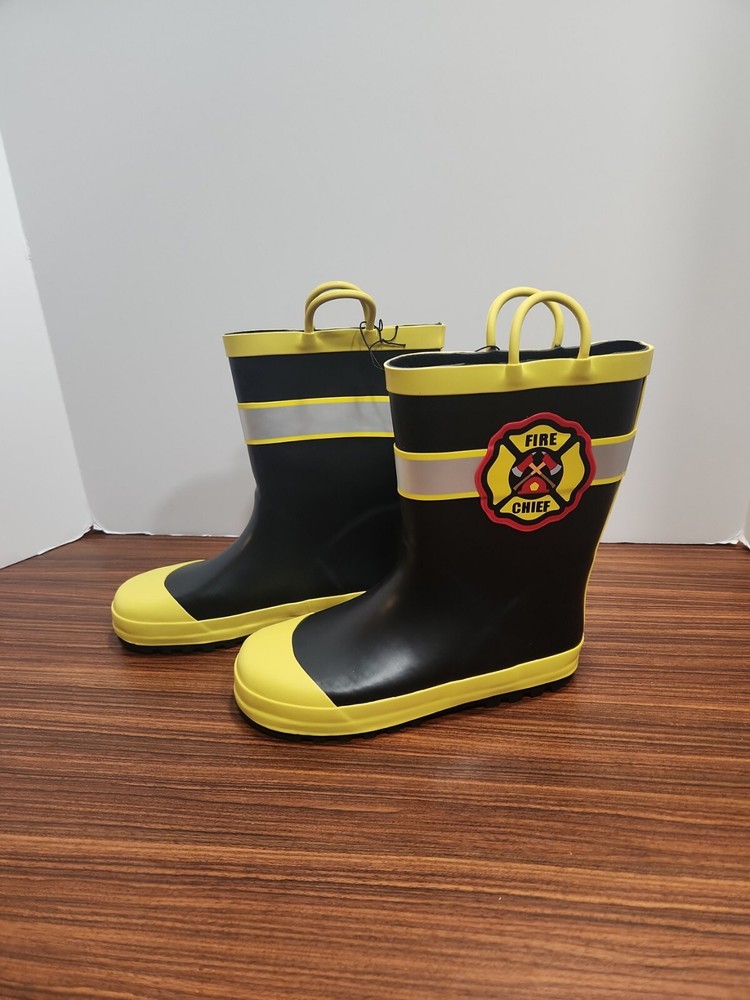 K Komforme Kids Rubber Rain Boots Fire Chief w/ Easy On Handle – Size 3