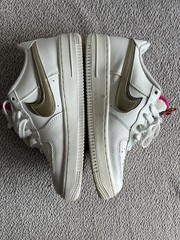 Nike Air Force 1 LV8 Double Swoosh White Gold Silver Sneakers Size 5.5Y