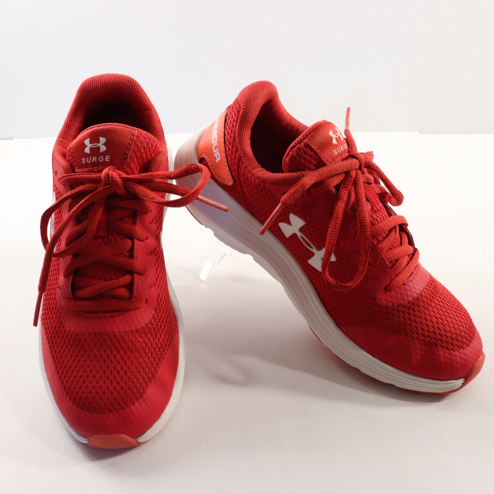 Under Armour Surge 2 Red Running Shoes Kids Youth Size 4Y 4 Y Lace Up Sneakers