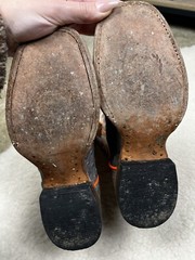 Cinch Kids Cowboy Boots 2.5D Square Toe Leather Western Rodeo Gray Beige Orange
