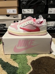 Size 2Y – Jordan 1 Retro Low OG Travis Scott Sail Tropical Pink PS IQ7605-101 🩷