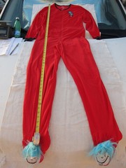 Dr. Seuss 100% Polyester Unisex Pijamas Red Zipper Antislip Feet Size 5