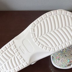 White Glitter Beaded Slip-On Clog Shoes US Size 10+ Rubber Unisex Adults Casual
