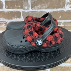 Crocs Plaid Blitzen Lumberjack Fuzzy Lined Slip On Clogs Kid Toddler Size C10/11