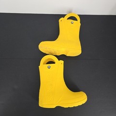 Crocs Boots Youth Size 2 Yellow Handle It Rain Waterproof Pull On Handles Kids