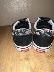 KIDS VANS Old Skool Double Strap- US TODDLER Size 8 Butterfly Floral Black