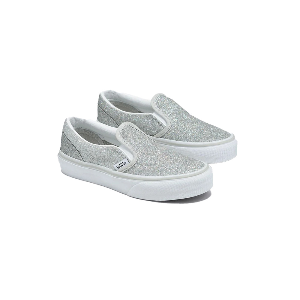 Vans Classic Slip-On ‚Glitter‘ Silver/True White Kids Sneaker