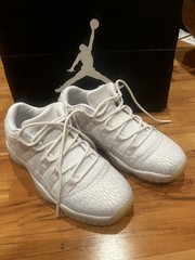 NIB, AIR JORDAN 11 RETRO LOW, SIZE 4Y/5.5W, FROST WHITE PURE PLATINUM 897331 100