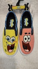 NWT Fleece Sz 2 SpongeBob SquarePants & Patrick Slip on Shoes. Unique & Cute!!