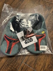 Star Wars Disney Mandalorian Kids Slippers L 9-10 Boba Fett Green & Red