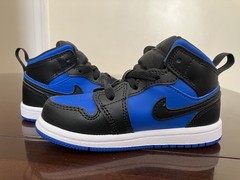 Jordan 1 MID (TD) Size 8c Black/Royal Blue-White Kids Sneakers DQ8425 042