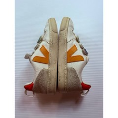 Veja V-10 Multi-Color Leather Strap Sneakers White Orange Green Kids Size 4