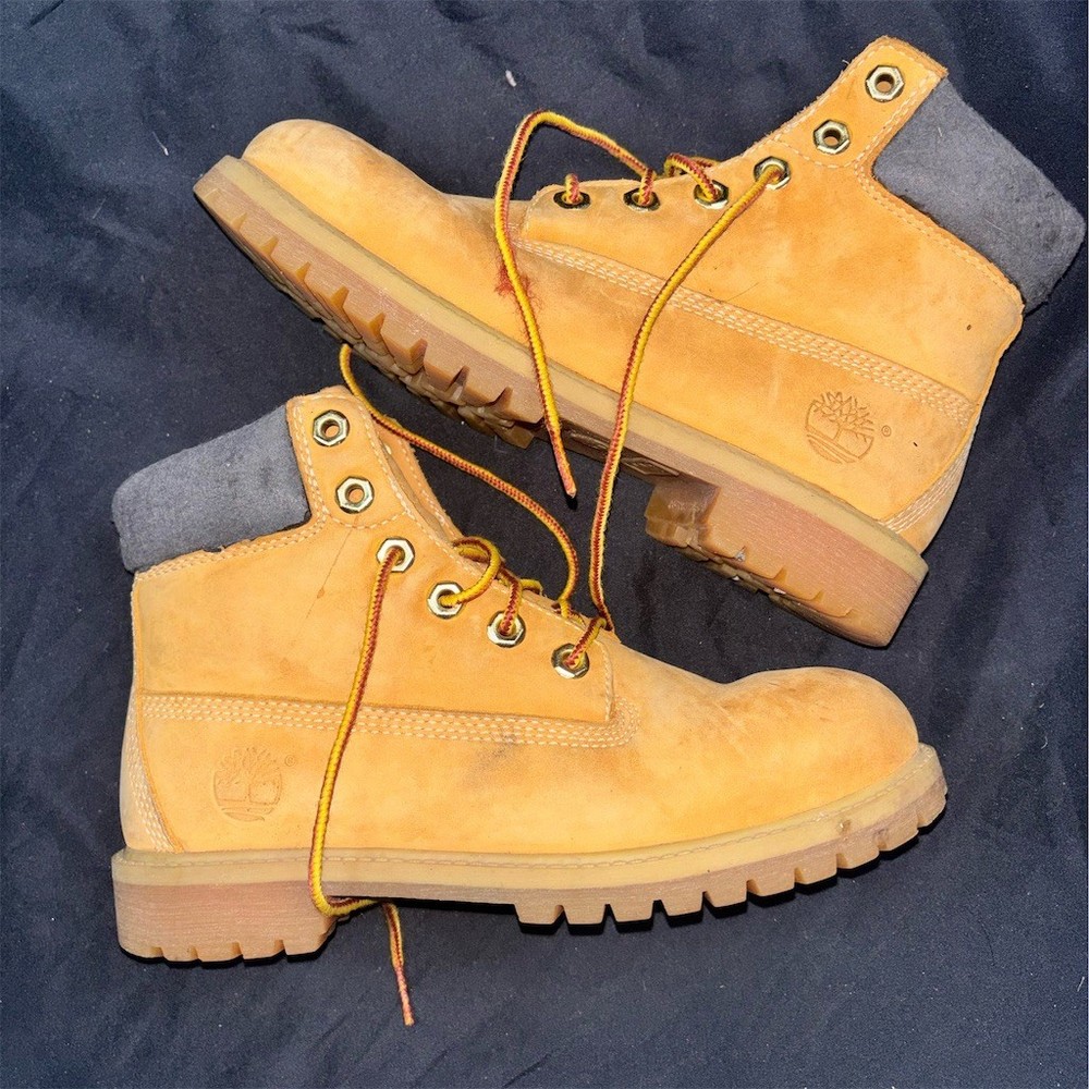 Timberland Premium 6-Inch Waterproof Boots Wheat Youth US 5 Lace Up leather