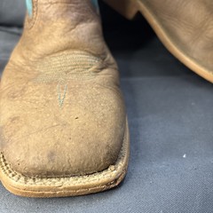 Twisted X Boots 3.5 M Square Toe Western Brown Turquoise Orange Distressed