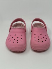Crocs Classic Faux Fur Lined Clogs Slip On Youth Bright Pink Size J1