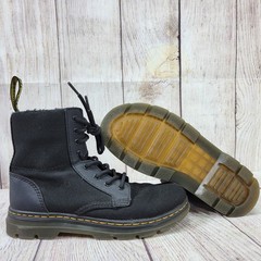 Doc Dr Martens Boots Combs J Combat Lace Up Black Canvas Zip Youth Kids Size 2