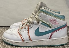Nike Air Jordan 1 Mid SE GS White Washed Teal Rush Pink DM6218 100 Size 6.5Y