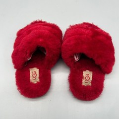UGG Fluff Yeah Kids Red Sheepskin Slingback Slipper Slides 109857T Sz 7 Toddler