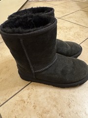 UGG Black Shearling Style Mid-Calf Boots Unisex Kids Suede Pull On