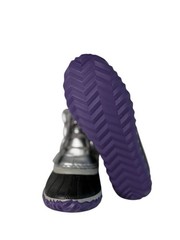 Sorel Youth Out n About Plus Metallic Silver, Black With Purple Boots Size 1 Y