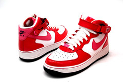 Nike Air Force 1 Mid GS White/Dynamic Pink-Hyper Red-Dark Obsidian 518218-101