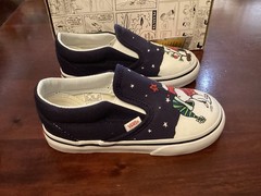 Vans ( Peanuts) Charlie Brown Christmas Tree & Snoopy Slip on Sneakers 8.5 Kids