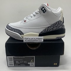 Jordan 3 White Cement Reimagined Pre School Size 11c DM0966-100 Fire Red AJ3 PS